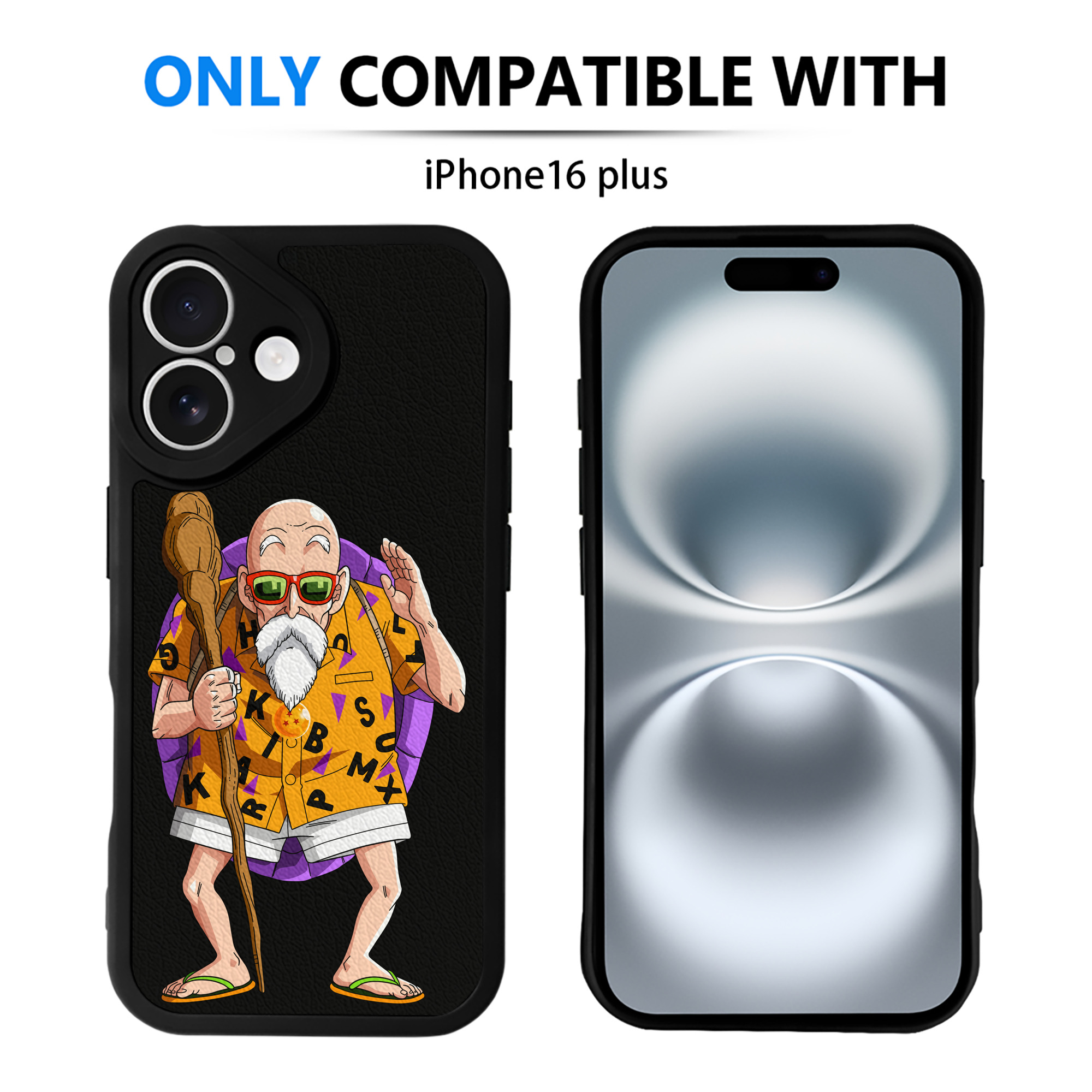 （画像用） ドラゴンボール 亀仙人（かめせんにん） DRAGON BALL Master Roshi Kame Sennin 【iPhone 16シリーズ対応】シリコンスマホケース（レザー調） 材質：シリコン